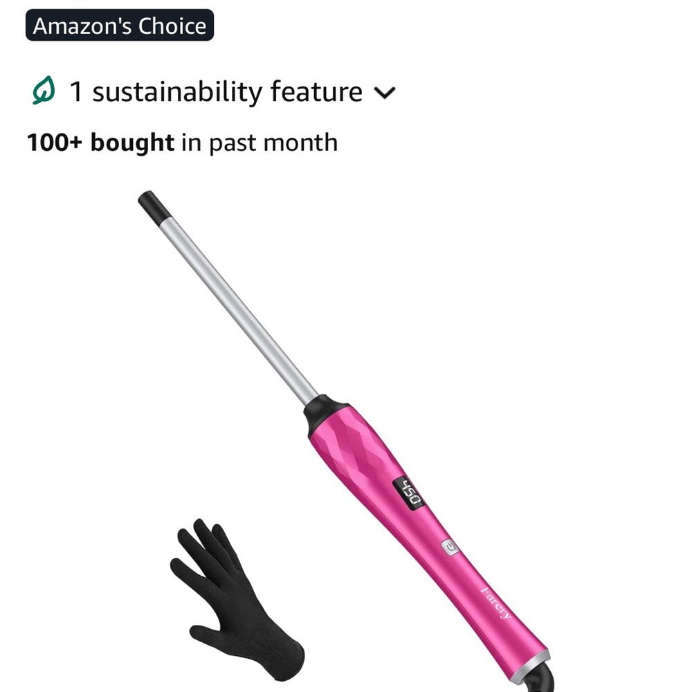 Farery 3/8 Inch Thin Curling Wand - Pink - Picture 4 of 4